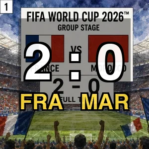 The index Comic image with the caption: France 2-0 Morocco: Les Bleus Storm Into Semi-Finals