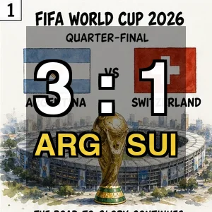 The index Comic image with the caption: Argentina 3-1 Switzerland: Messi's Magic Breaks Swiss Resistance